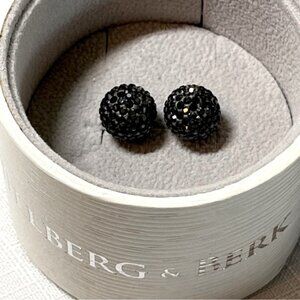 Hillberg  Berk 12mm hematite black sparkle ball earrings 925 posts
